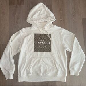 Coach White & Brown Signature Square Hoodie - Size XL